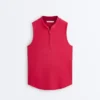 T-shirts técnicas sem mangas com meio fecho