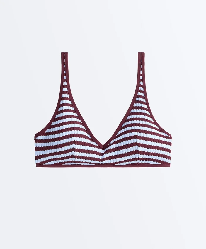 Top de biquíni com alças, às costas, com textura às riscas Top de biquíni com alças, às costas, com textura às riscas