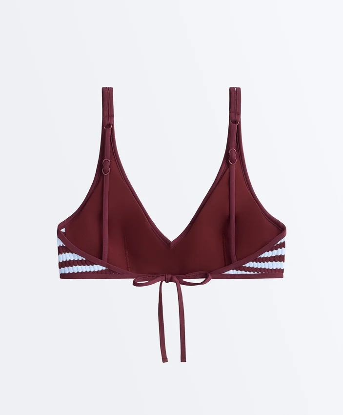 Top de biquíni com alças, às costas, com textura às riscas Top de biquíni com alças, às costas, com textura às riscas