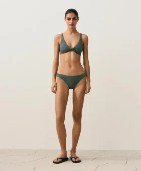 Top de biquíni com decote halter em xadrez