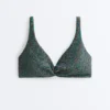 Top de biquíni com decote halter em xadrez