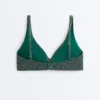 Top de biquíni com decote halter em xadrez