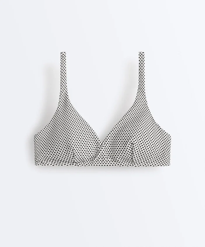 Top de biquíni halter em jacquard com bolinhas Top de biquíni halter em jacquard com bolinhas
