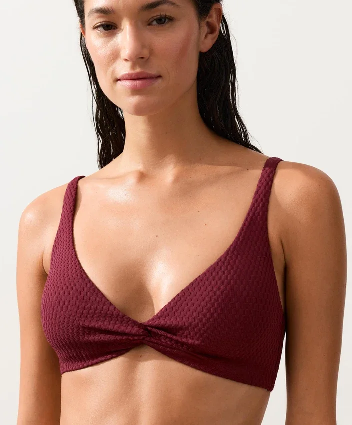 Top de biquíni halter em jacquard de mini xadrez Top de biquíni halter em jacquard de mini xadrez