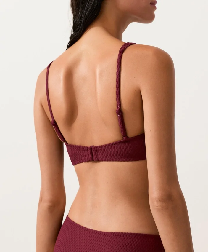 Top de biquíni halter em jacquard de mini xadrez Top de biquíni halter em jacquard de mini xadrez