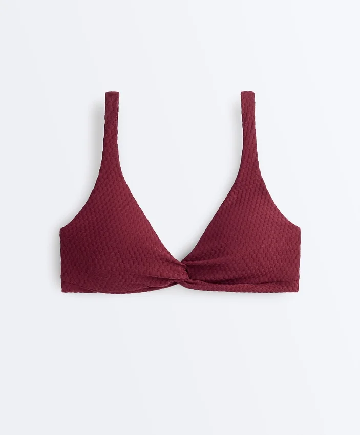 Top de biquíni halter em jacquard de mini xadrez Top de biquíni halter em jacquard de mini xadrez