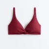 Top de biquíni halter em jacquard de mini xadrez
