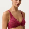 Top de biquíni halter em jacquard geométrico Top de biquíni halter em jacquard geométrico
