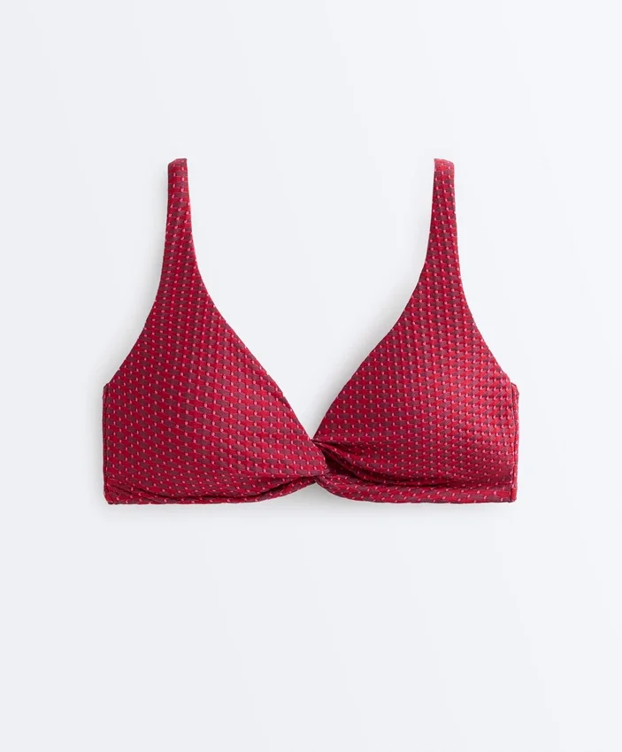 Top de biquíni halter em jacquard geométrico Top de biquíni halter em jacquard geométrico