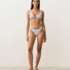 Top de biquíni triangular com alças halter e textura às riscas Top de biquíni triangular com alças halter e textura às riscas