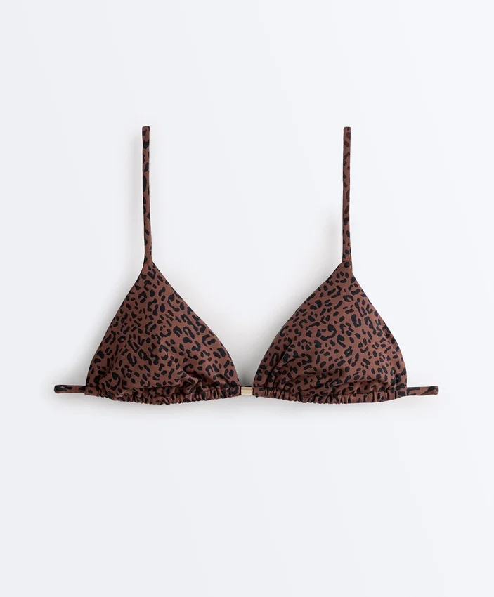 Top de biquíni triangular com padrão leopardo Top de biquíni triangular com padrão leopardo