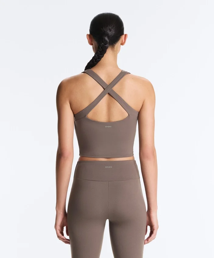 Tops Comfortlux sem mangas com corte cruzado Tops Comfortlux sem mangas com corte cruzado