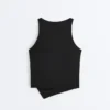 Tops de manga curta Comfortlux com decote halter e bainha com bordado Tops de manga curta Comfortlux com decote halter e bainha com bordado