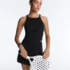 Tops de manga curta Comfortlux com decote halter e bainha com bordado Tops de manga curta Comfortlux com decote halter e bainha com bordado