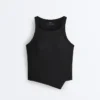 Tops de manga curta Comfortlux com decote halter e bainha com bordado Tops de manga curta Comfortlux com decote halter e bainha com bordado