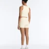 Tops de manga curta Comfortlux com decote halter e bainha com bordado