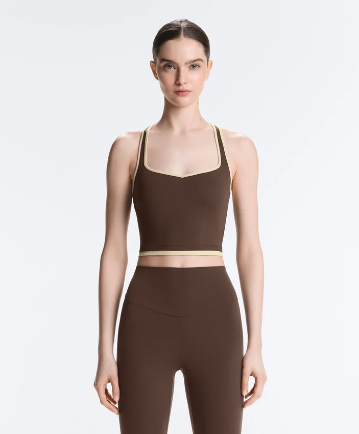 Tops sem mangas Comfortlux com costas cruzadas em contraste Tops sem mangas Comfortlux com costas cruzadas em contraste